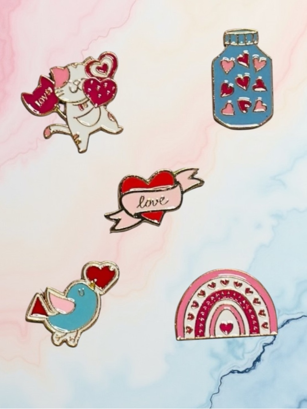 ‘Love in a Bottle’ Enamel Pin Set of 5